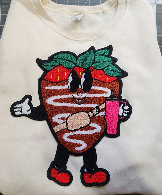 Chocolate Strawberry Chenille Patch