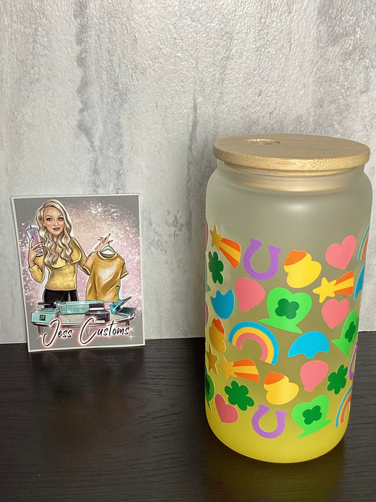 Lucky Yellow Ombre 16 oz Glass Can