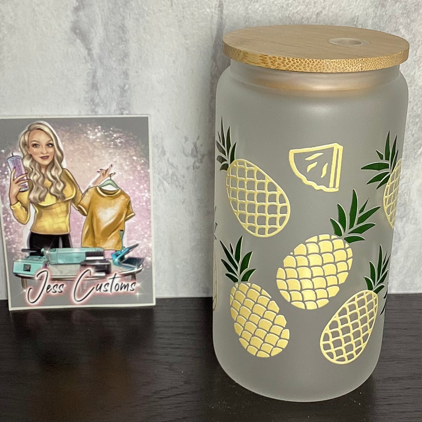 Pineapple Frosted 16 oz Glass Can