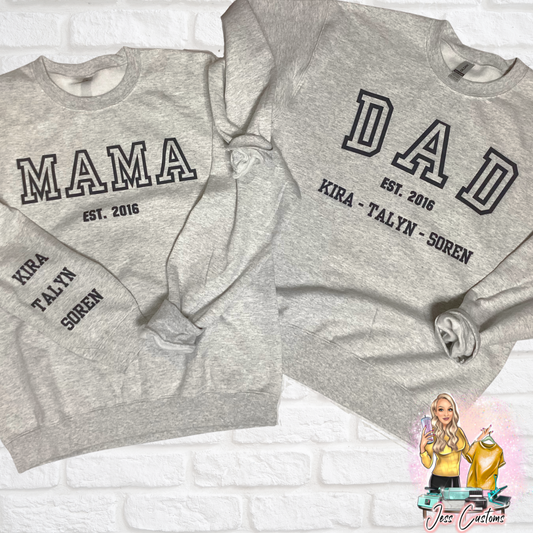 Mama and Dad Crewneck Set *Personalized*