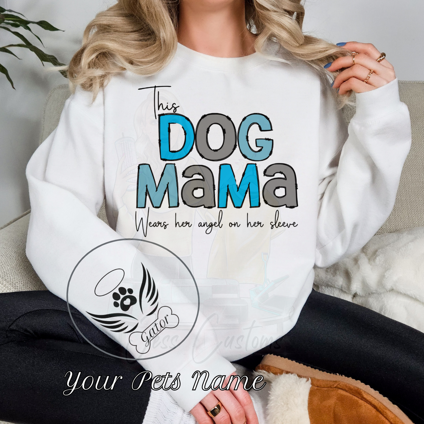 Personalized Dog Mom Angel Crewneck