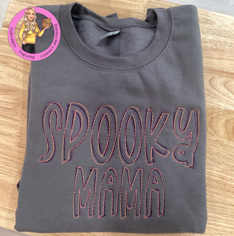 Spooky Mama Embroidered Crew