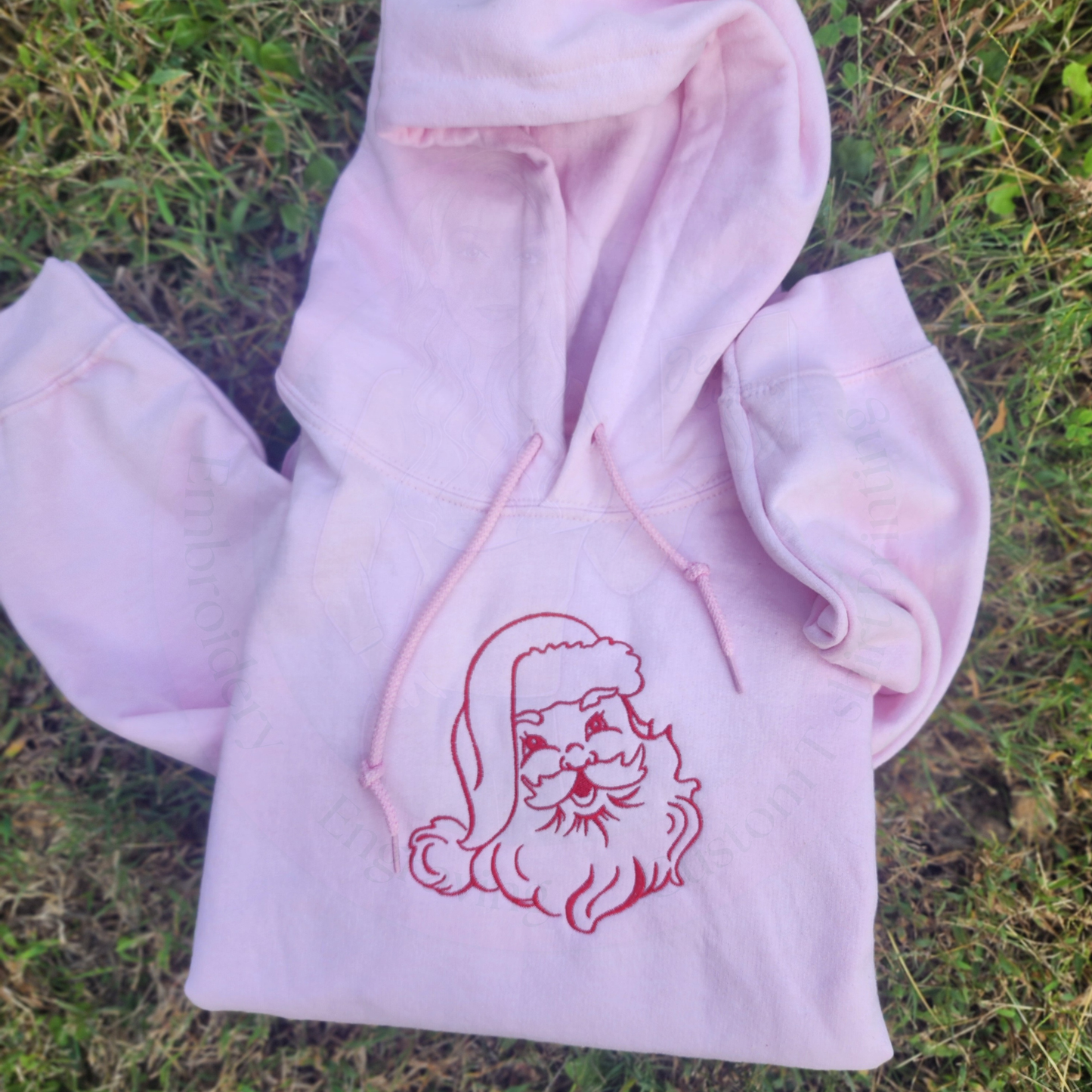 Embroidered Vintage Santa Hoodie or Crew