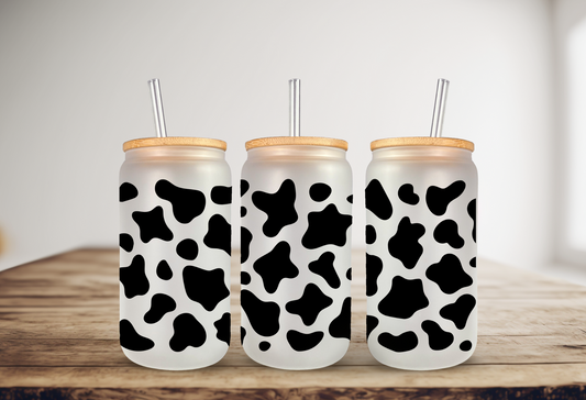 Cow Print 16 OZ Glass